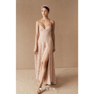 Anthropologie Blush Lace Maxi Dress